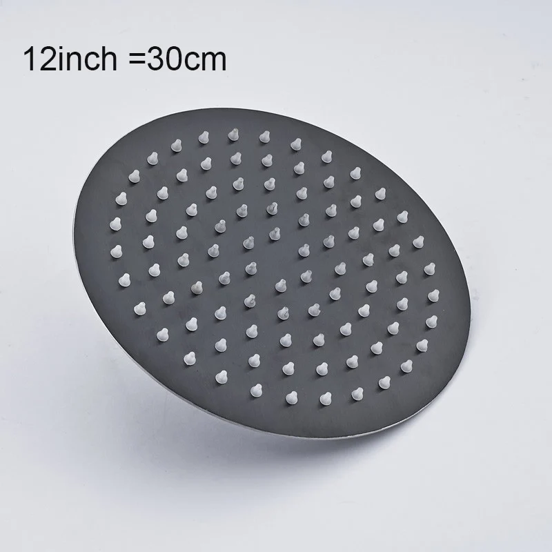 12 inch Round Насадка для душа из нержавеющей стали s 12 дюймов дождевая матовая черная насадка для душа и матовая черная душевая рукоятка душевой кран - Цвет: 12 inch Round