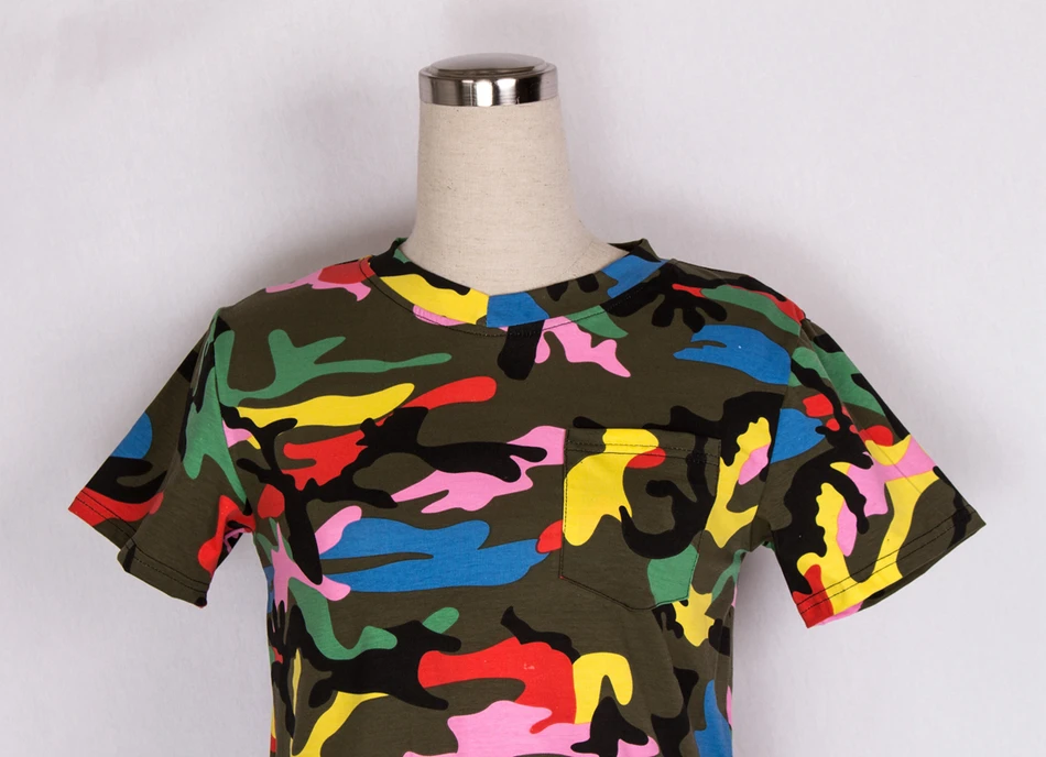 

Korean Harajuku T Shirt Women Nice Casual Camouflage Mesh Punk Rock With A Pocket T-Shirts Female Dance Tops For Women Clothing