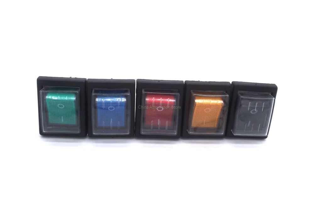 5pcs KCD4 DPST 2 Position 4 Pin Green Red Button Waterproof Boat Rocker Switches | Обустройство дома