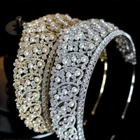 2020 new luxury crystal headdress cz tiaras wedding hair accessories jewelry bride pearl crown wedding dress accessories