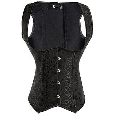 Женский черный корсет в стиле стимпанк со стальными косточками|bustier costume|corsets and