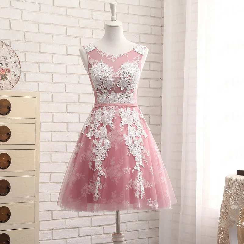 Женское короткое вечернее платье-трапеция ALIMIDA серебристо-розовое платье с