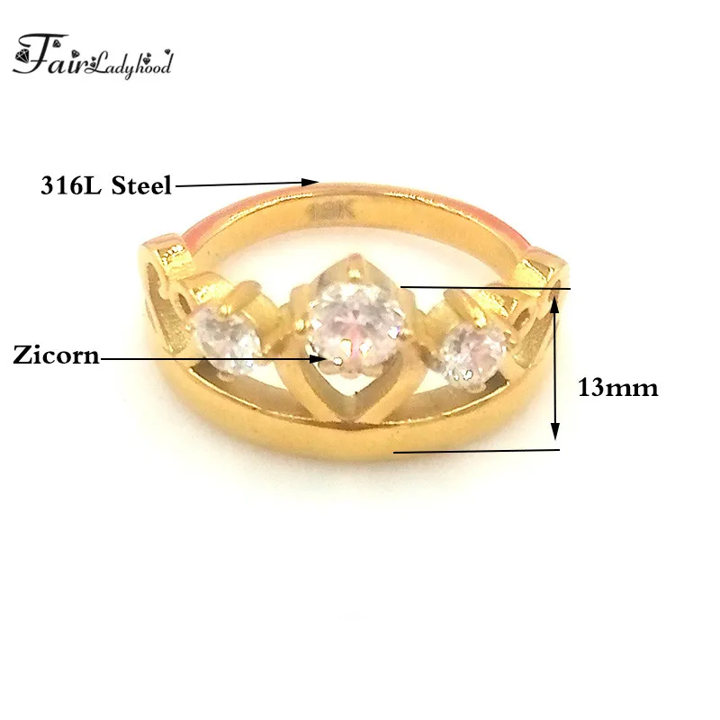 FairLadyHood кольца из нержавеющей стали для женщин кольцо CZ ювелирные изделия