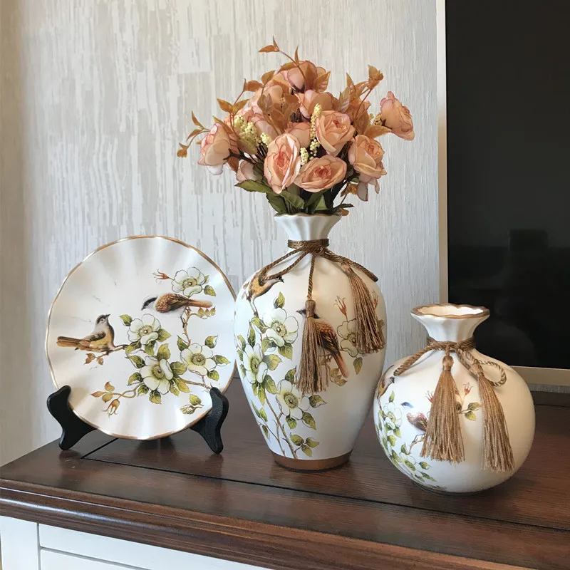 3 шт. керамическая ваза + искусственные цветы|vases decoratives|vase homeluxury vase |