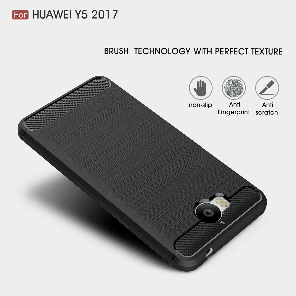 Чехол Etui для Huawei Y6 2017 силиконовый чехол Y5 Y3 из мягкого углеродного волокна с
