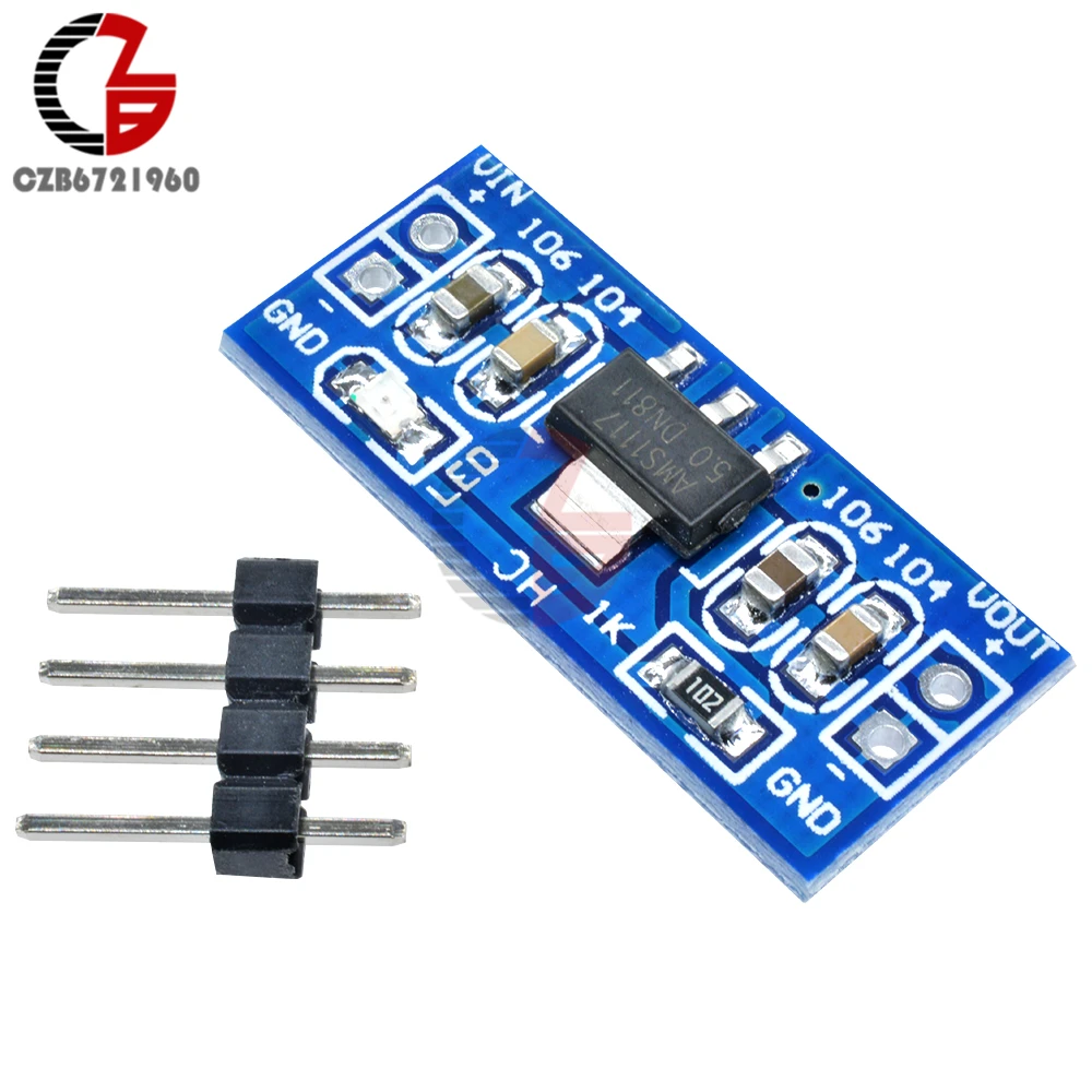 10 шт 6 V-12 V постоянного тока до 5 V AMS1117 Напряжение конвертер для ступенчатого понижения Мощность понижающий преобразователь регулятор напряжения модуль с Светодиодный индикатор