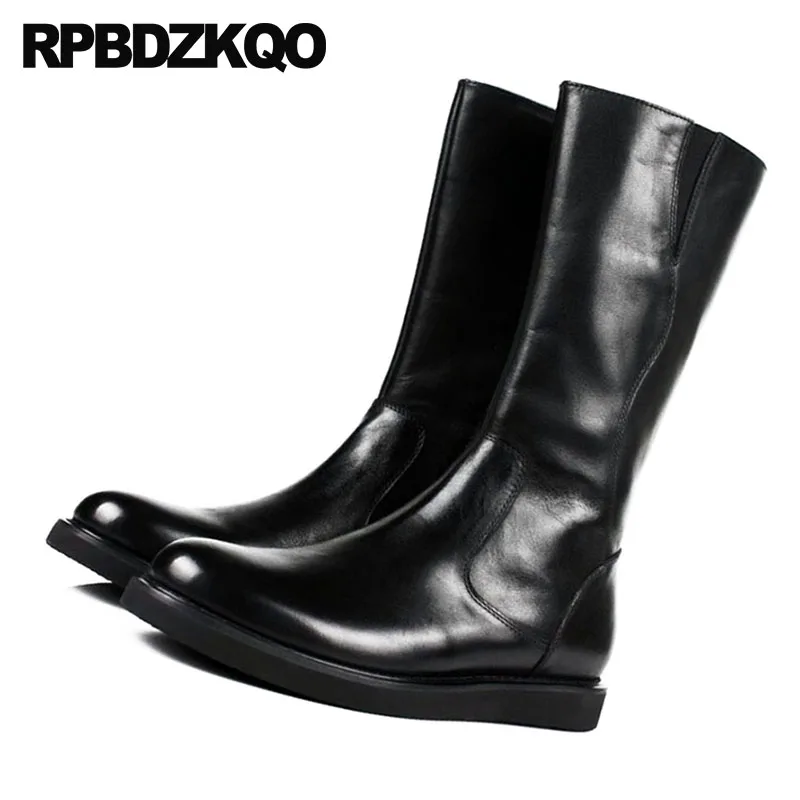 Осенние итальянские мужские кожаные высокие ботинки высококачественные до