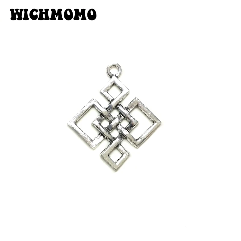 

New 28*32mm 6 Pieces Zinc Alloy Geometric Rhombus Chinese Knot Charms Pendants Diy Necklace Jewelry Accessories PJ546