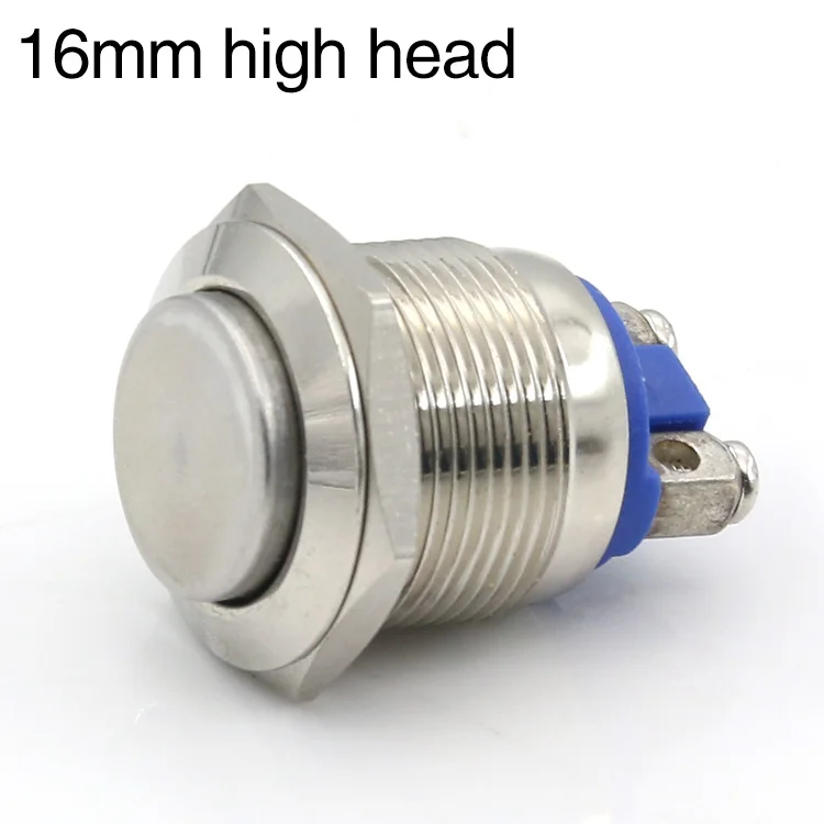 16mm high head Высокое качество 12MM16MM19MM22MM металлический кнопочный переключатель кнопка сброса дверной звонок винт Переключения pin водонепроницаемый - Цвет: 16mm high head