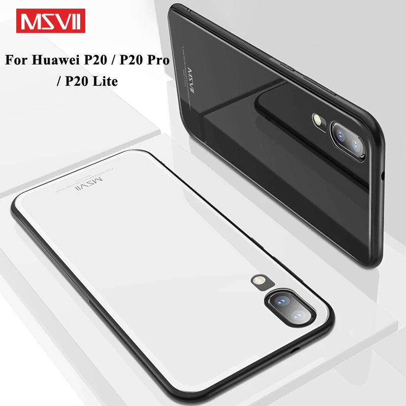 MSVII Cover For Huawei P20 Case Slim Coque P 20 Pro Silicone Frame+ Mirror Glass Lite Cases |