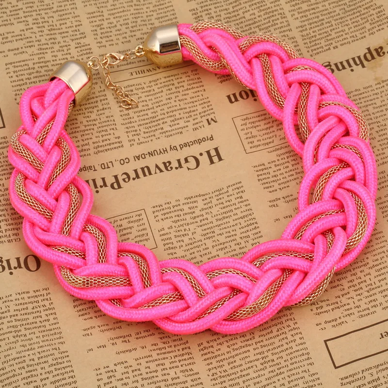 Ожерелье из хлопка неоновое Shourouk массивное ожерелье эффектное женское плетеное