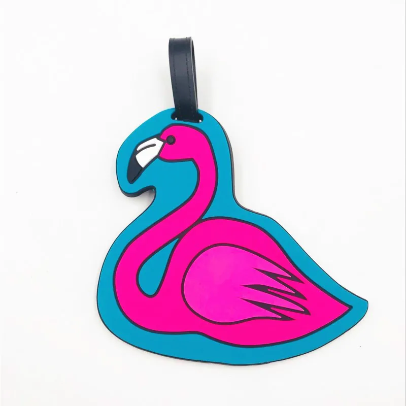 Flamingo-D 1 шт. багажная бирка силиконовая мультяшная Милая фруктовая еда пляжный стиль чемодан бирки имя адрес держатель багаж посадочная бирка этикетка - Цвет: Flamingo-D