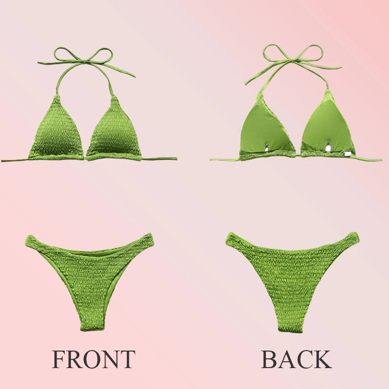 Женский раздельный купальник Bikiniset зеленого цвета из 2 предметов с высокой талией