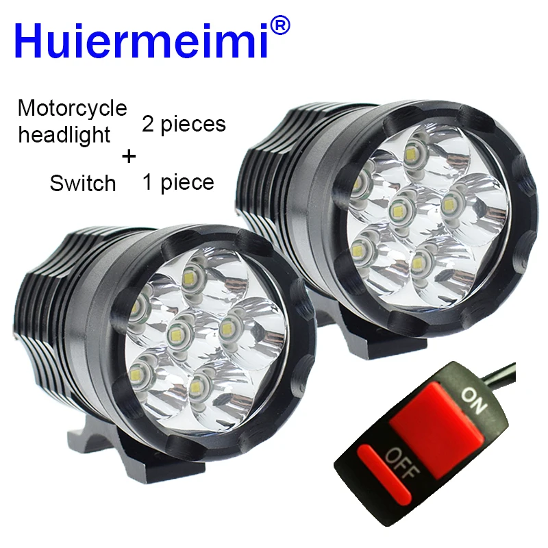 

Huiermeimi 1Pair Motorcycle Headlights 12V 60W U2 LED Motorbike Spotlight Headlamps Moto Spot Head Lights Driving Auxiliary Lamp