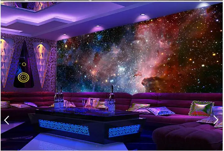 

Custom 3d photo wallpaper 3d wall murals wallpaper 3 d cool dreamy purple cloud sky bar setting wall universe 3d room wallpaper