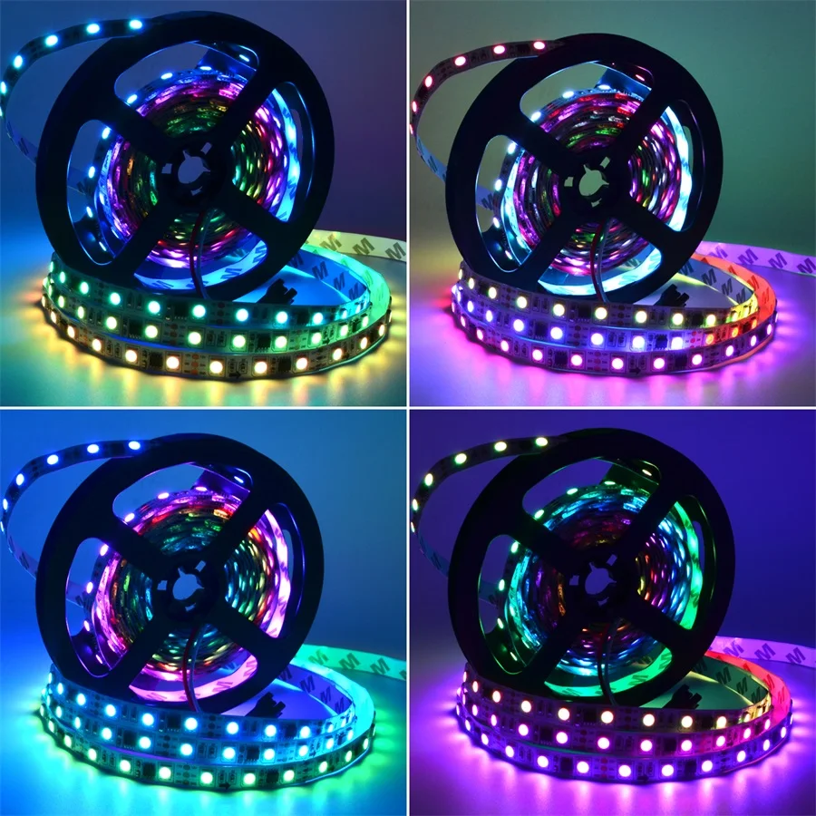 Новый стиль DC12V 5 м/рулон WS2811 Светодиодная лента SMD 5050 RGB 30led/M 60leds/m PCB белый