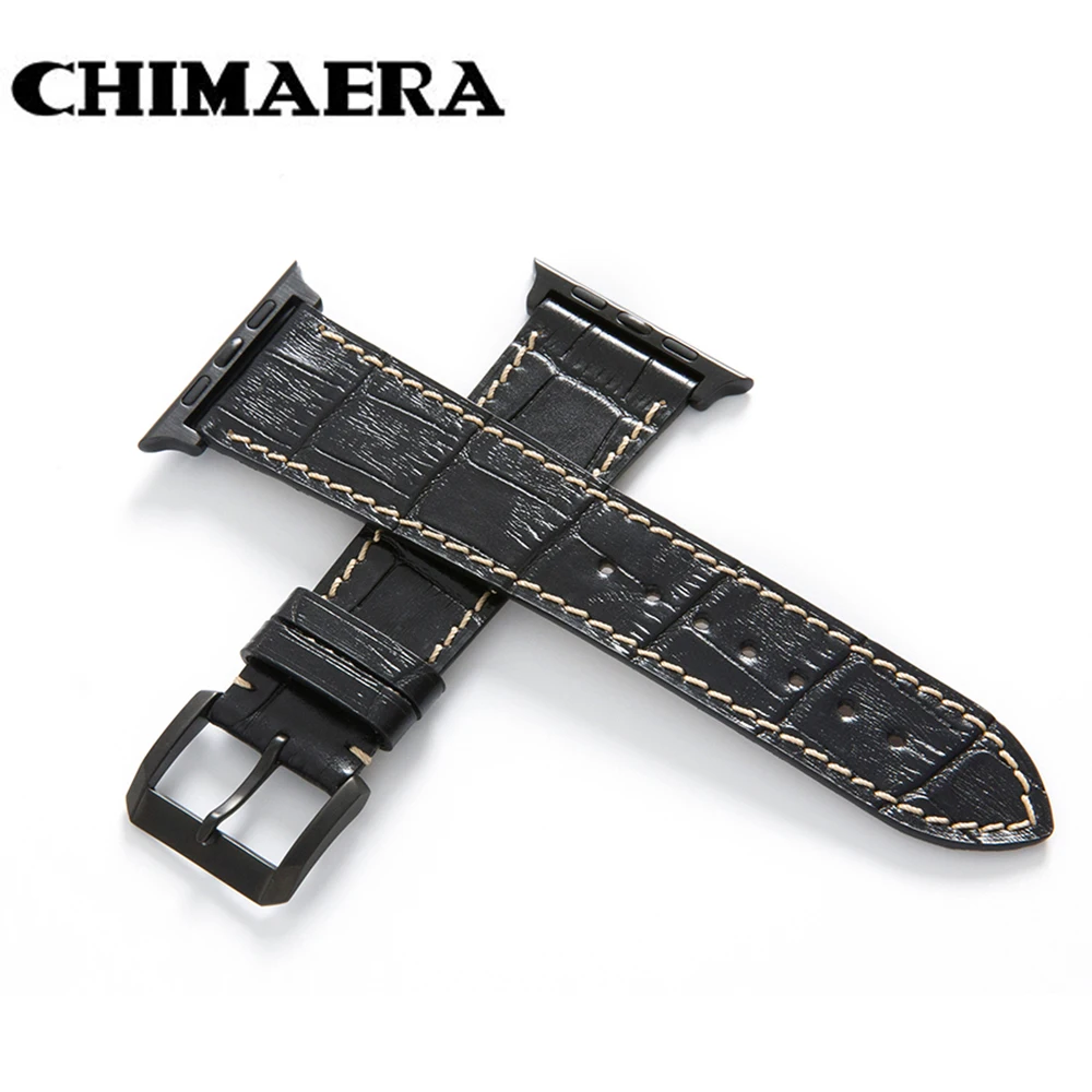 Ремешок CHIMAERA для Apple Watch 42 мм 44 кожаный черный коричневый браслет Iwatch watch Series 1 2Series 3