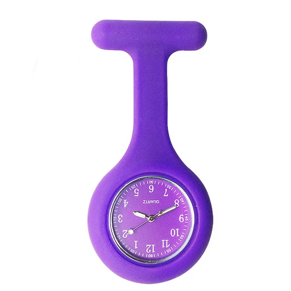 purple Высокое качество абсолютно новые часы медсестры силиконовый Карманный Брелок Брошь медсестры часы Туника батареи медицинские кварцевые часы - Цвет: purple