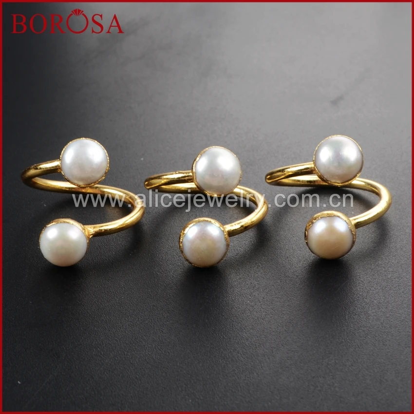 Регулируемое кольцо BOROSA G1097 с двумя натуральными пресноводными жемчужинами 5 шт. |