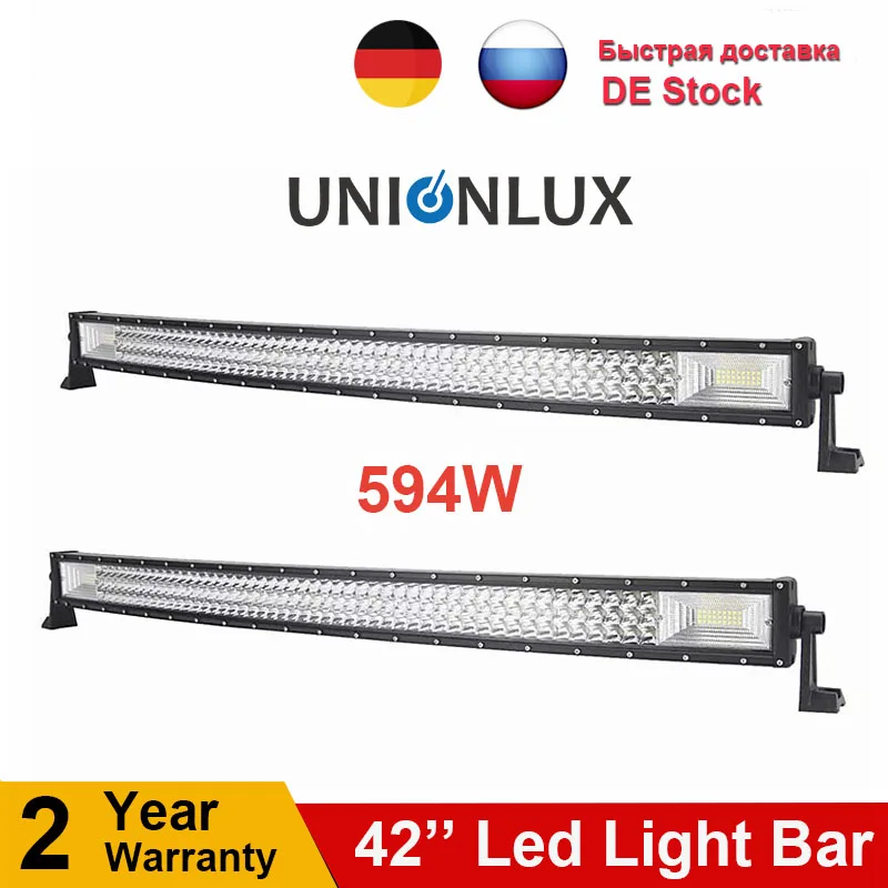 

7D Curved led light bar 594W 42inch Triple Row Spot Flood Combo Offroad Light Driving Lamp for Car Truck SUV 4X4 4WD ATV