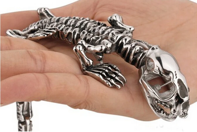 

Retro Gothic Dinosaur Tyrannosaurus Rex Bone skeleton bracelet Men's stainless steel jewelry animal Bracelets Jewelry Friendship