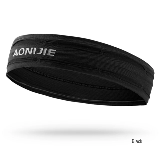 Black AONIJIE спортивная повязка для головы для мужчин и женщин голова Пот Группа Бег футбол теннисный головной платок силиконовый Противоскользящий Эластичный Напульсник повязка для волос - Цвет: Black