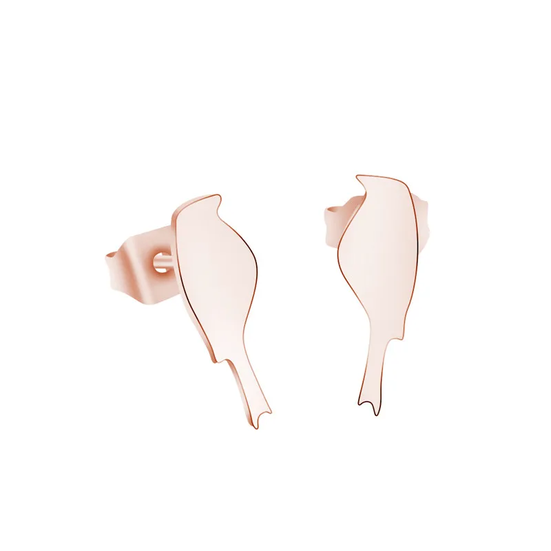 Minimal Rose Gold Bird Earrings For Women Fashion Jewelry Cute Kids Earring Stainless Steel Friendship Gifts Animal Accessories | Украшения