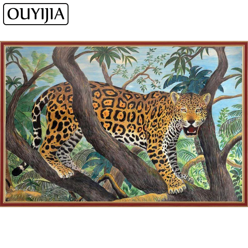 OUYIJIA 5D DIY животные Гепард украшение для дома леопардовая алмазная живопись