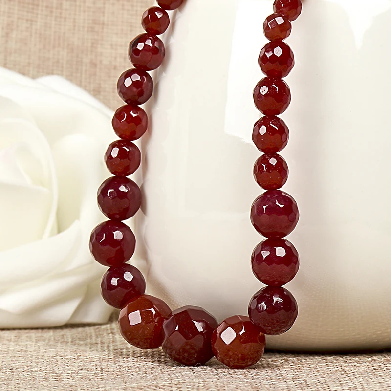 

Faceted beads, generous temperament Pick Size 6-14mm Red jasper Manual DIY Necklace Findings 18inch H63