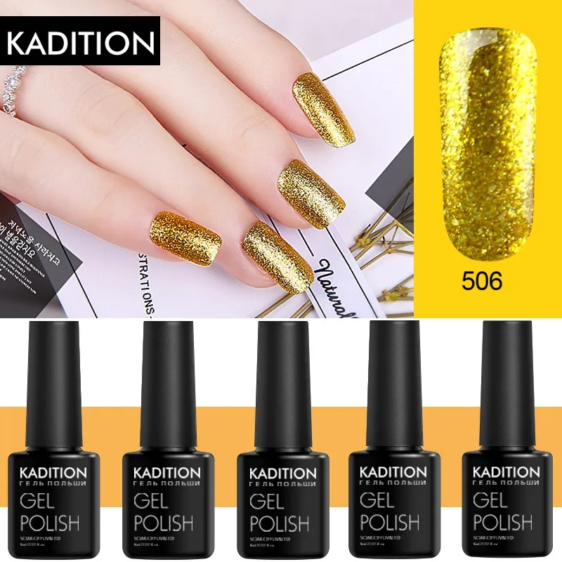 KADITION 8 мл Гель лак с блестками для ногтей длительный УФ светодиодный светильник