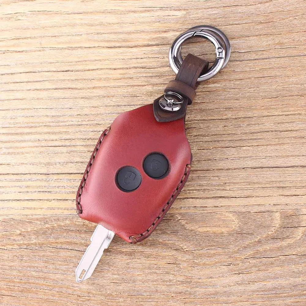 Кожаный чехол для ключей KEYYOU с дистанционным брелоком для автомобиля, 2 кнопки для Renault 206 Kangoo Clio Logan Sandero, чехол для ключей для автомобиля - Название цвета: Color A
