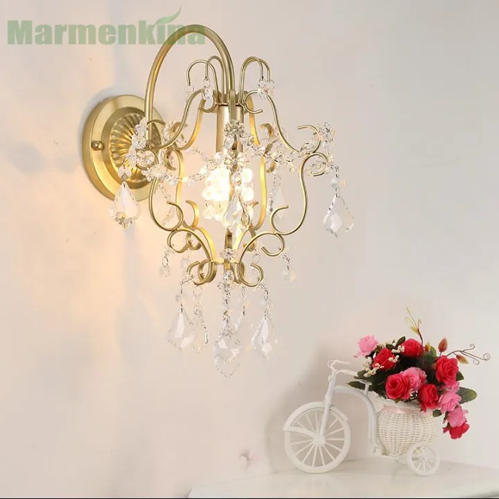 Hot crystal wall lamp living room bedside mirror front aisle lights bedroom iron art lamp. | Освещение