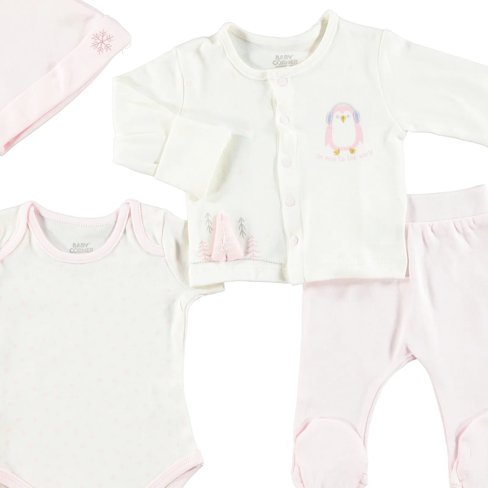 Ebebek Baby Corner Penguin детальные Детские кардиганские брюки боди шляпа набор| |