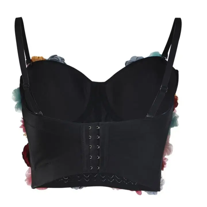 Summer 2020 Fashion New Flower Patchwork Sexy Women Vest Sleeveless Hit Colors Strapless Crop Top