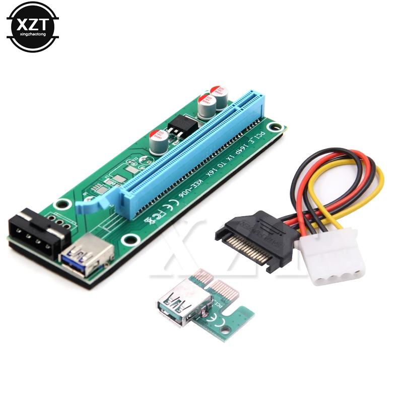 Высококачественный PCI 0 6 M PCIE E 1X до 16X Райзер карта расширения + 15 контактный SATA на 4
