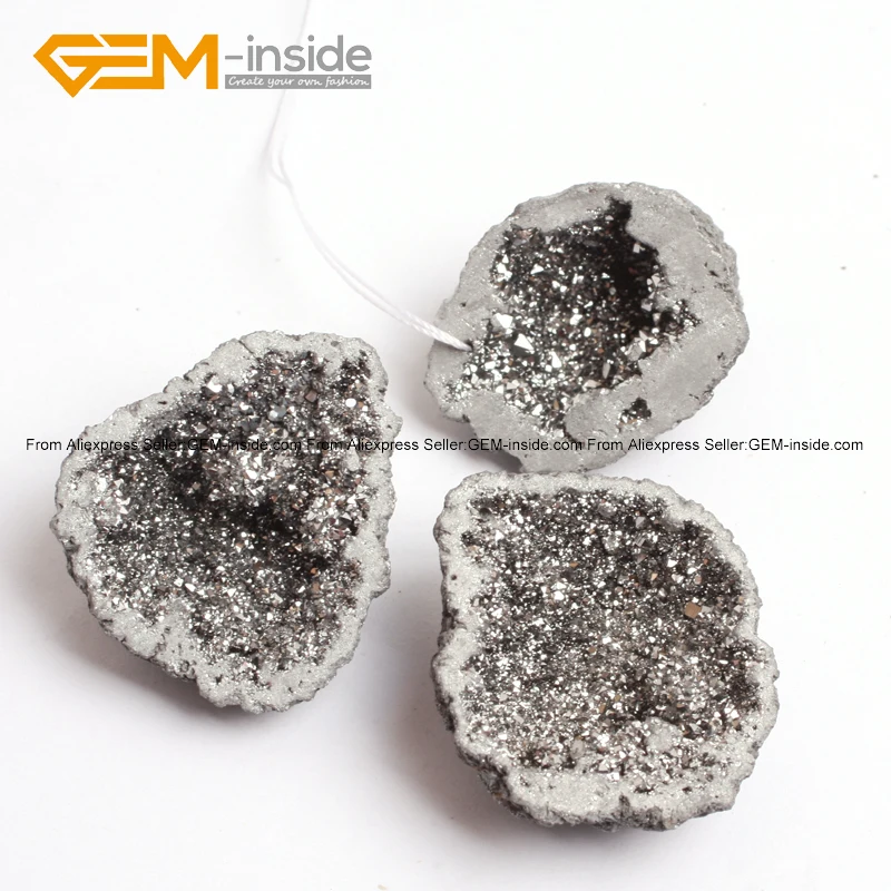 Драгоценный камень-внутри Geode Druzy Rock Crystal Кварцевые бусины для изготовления