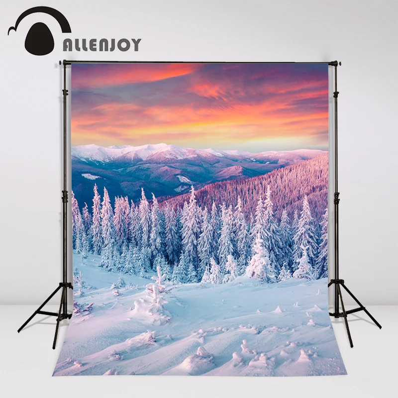 Рождественский Виниловый фон с изображением снега неба облаков заката