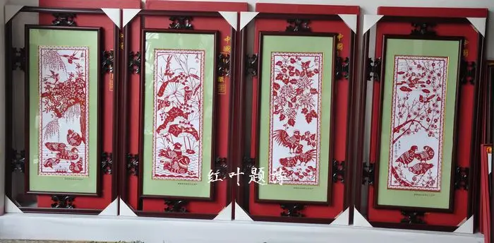 ZR handmade paper-cut crafts traditional paper-cutting spring summer autumn and winter present free shipping |