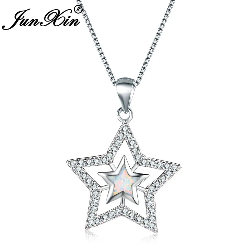 ROXI изысканные белые огненный опал Star Подвески Ожерелья для женщин серебристый