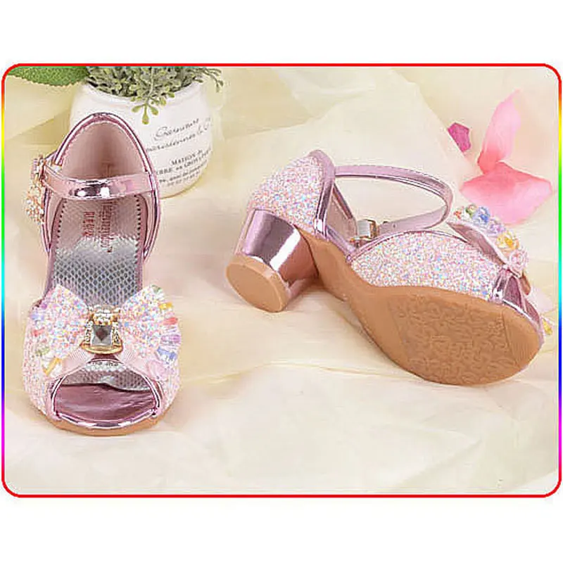 Синяя розовая серебряная блестящая детская обувь для вечеринки элегантные