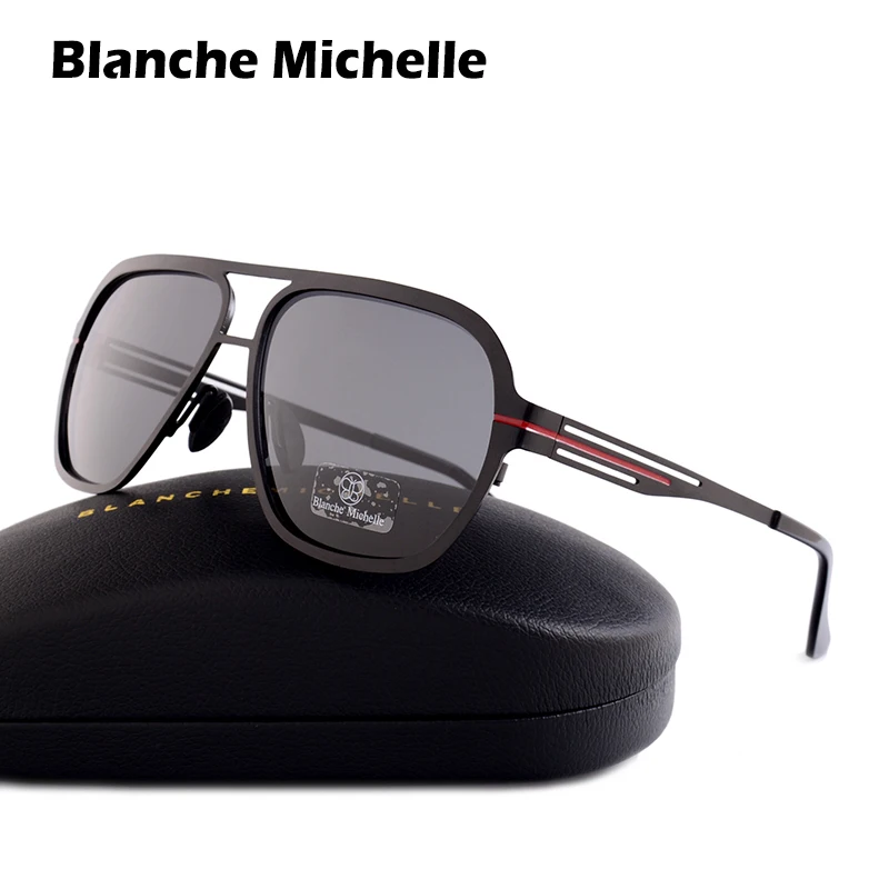 

Blanche Michelle 2020 High Quality Stainless Steel Polarized sunglasses Men UV400 Square Sun Glasses lunette soleil homme