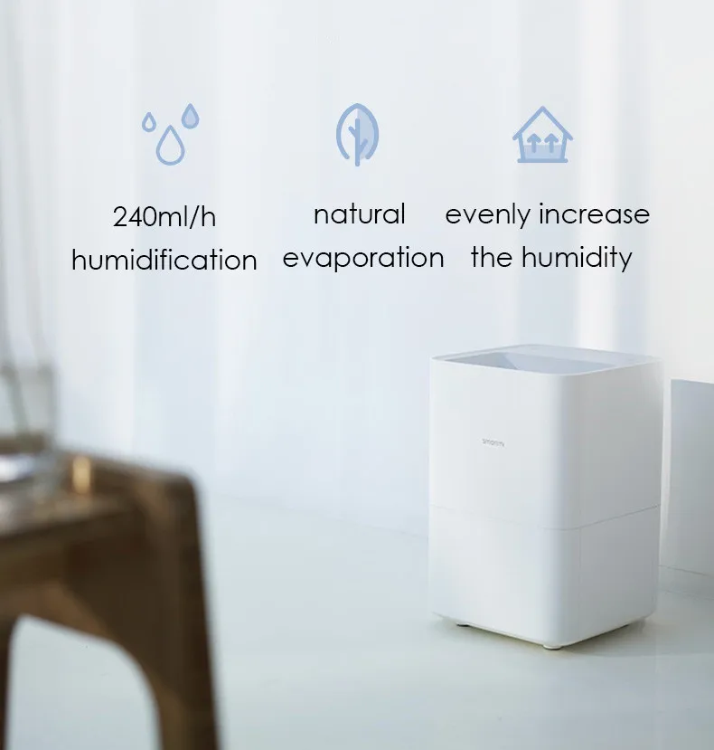 Smartmi чистый увлажнитель 4L большой емкости Испарительный Увлажнитель бытовой бесшумный энергосберегающий диффузор