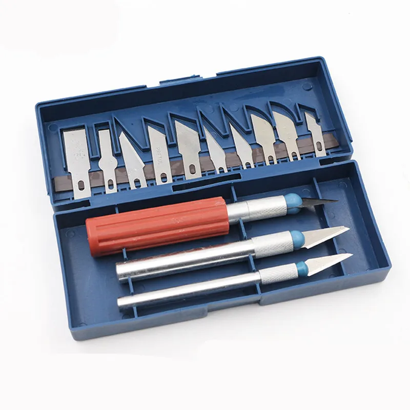 1 комбинация! Алюминий Ножи ремесел Резьба по дереву резак скальпель (13 лезвия + 3