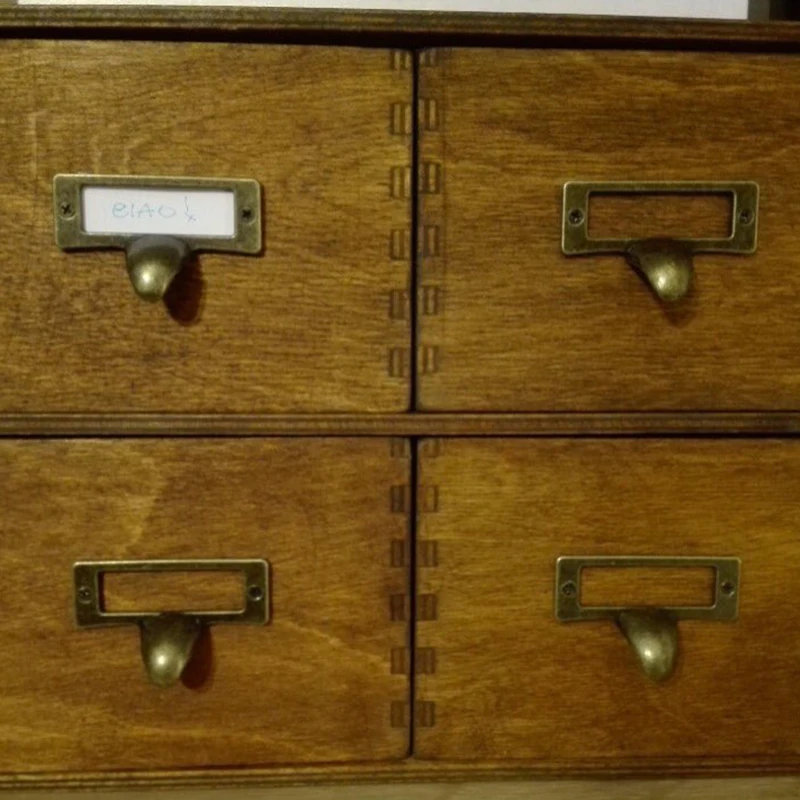 20 штук Винтаж ручка антикварный медный ярлык тянуть рама имя файла держатель для