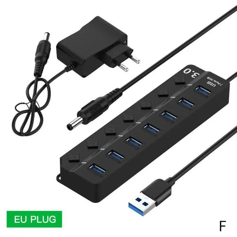 Usb-хаб 3,0 4/7 порт концентратор 5 Гбит/с Высокоскоростной USB 3,0 концентратор Разветвитель переключатель адаптер питания для MacBook ноутбук ПК - Цвет: F