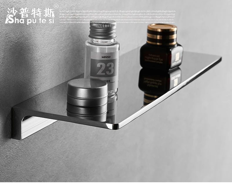 Modern Solid Brass Shower Caddy Rack 30cm Polished Bathroom Accessories Set Square Corner Shelf Mirror Front Frame Wall Mounted