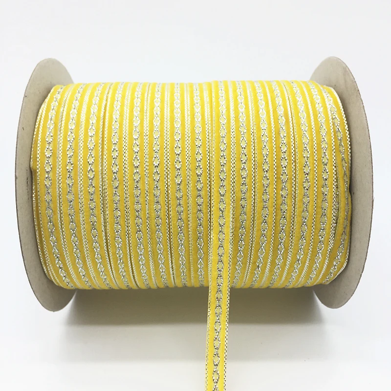 Yellow 5 ярдов 3/"(10 мм) бархатная лента для украшения свадебной вечеринки лента ручной работы подарочная упаковка бантик для волос DIY Рождественская лента# RD07 - Цвет: Yellow