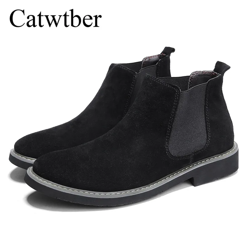 Catwtber кожа Shores Мужские ботинки модные ботильоны осень зима открытый Для мужчин s