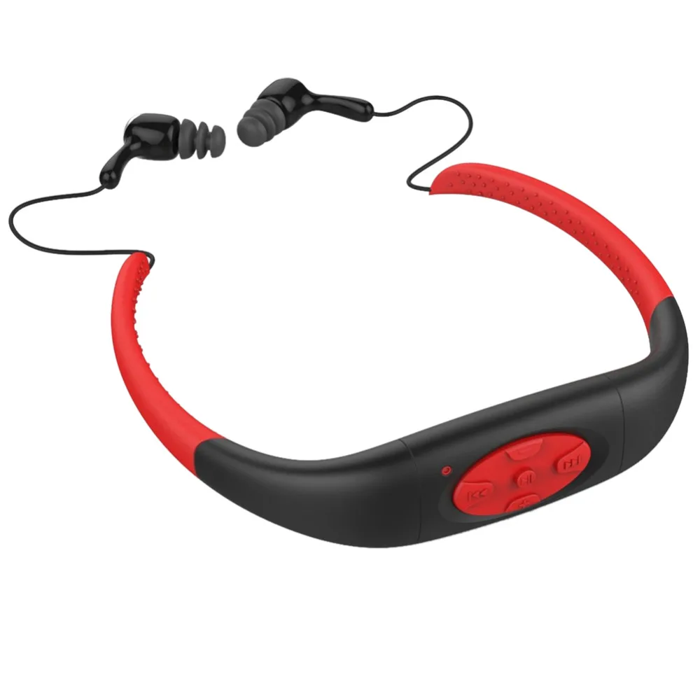 Красный Водонепроницаемый 4 ГБ MP3 Музыка Media Player подводный шейным Плавание Спорт MP3 плеер с FM радио стерео аудио наушники - Цвет: Красный