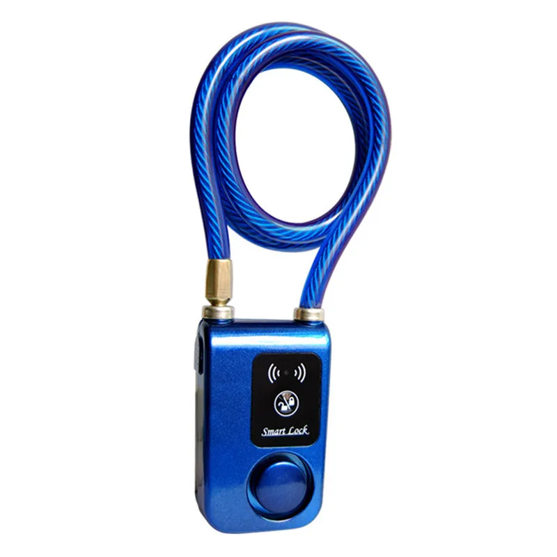 Супер умный телефон приложение управление Умный Будильник Bluetooth замок водонепроницаемый 110дб сигнализация велосипедный замок открытый Противоугонный замок - Цвет: Bule